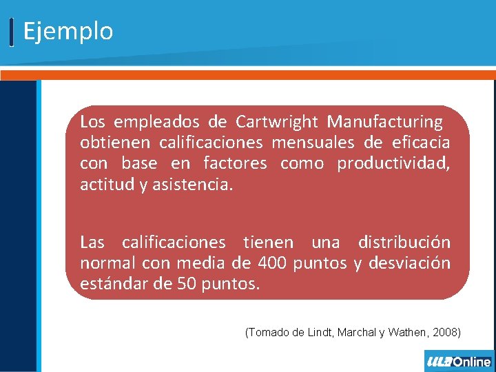 Ejemplo Los empleados de Cartwright Manufacturing obtienen calificaciones mensuales de eficacia con base en