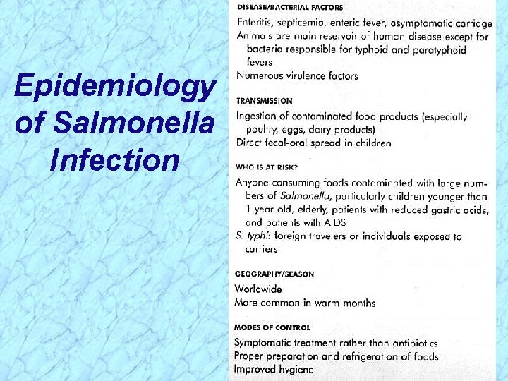 Epidemiology of Salmonella Infection 