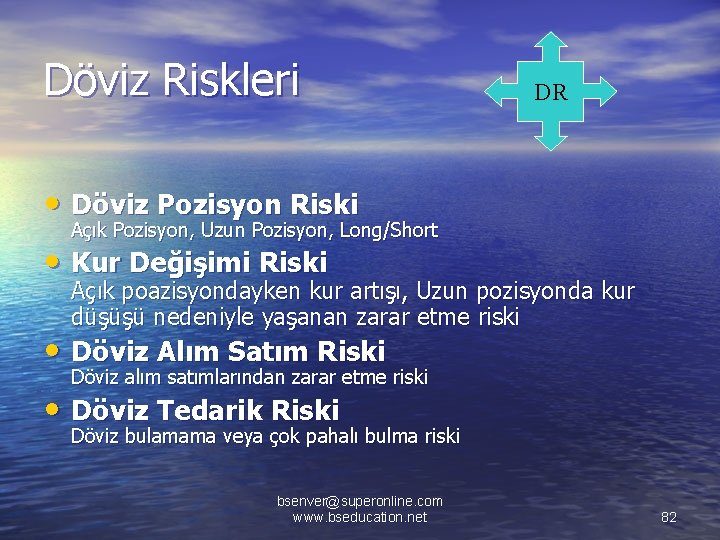 Döviz Riskleri DR • Döviz Pozisyon Riski Açık Pozisyon, Uzun Pozisyon, Long/Short • Kur