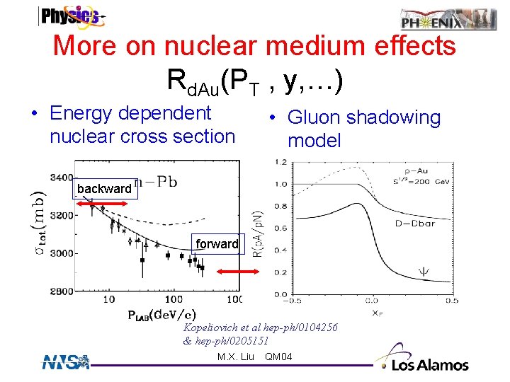 More on nuclear medium effects Rd. Au(PT , y, …) • Energy dependent nuclear