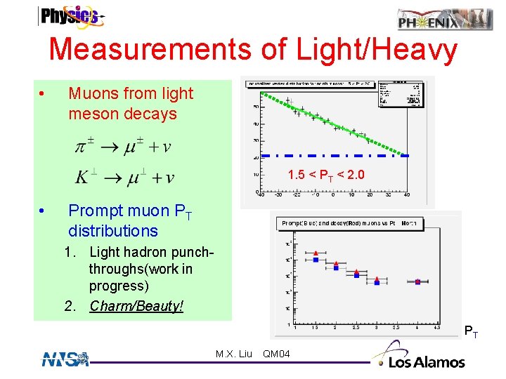 Measurements of Light/Heavy • Muons from light meson decays 1. 5 < PT <