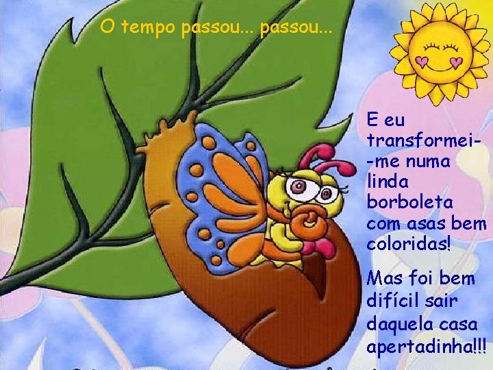 O tempo passou. . . E eu transformei-me numa linda borboleta com asas bem