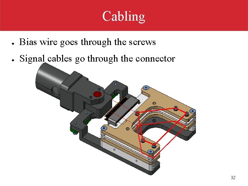 Cabling ● Bias wire goes through the screws ● Signal cables go through the