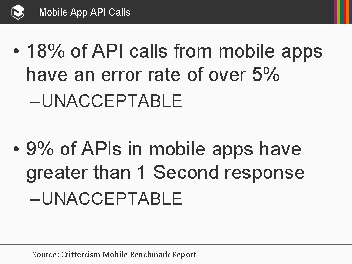 Mobile App API Calls • 18% of API calls from mobile apps have an