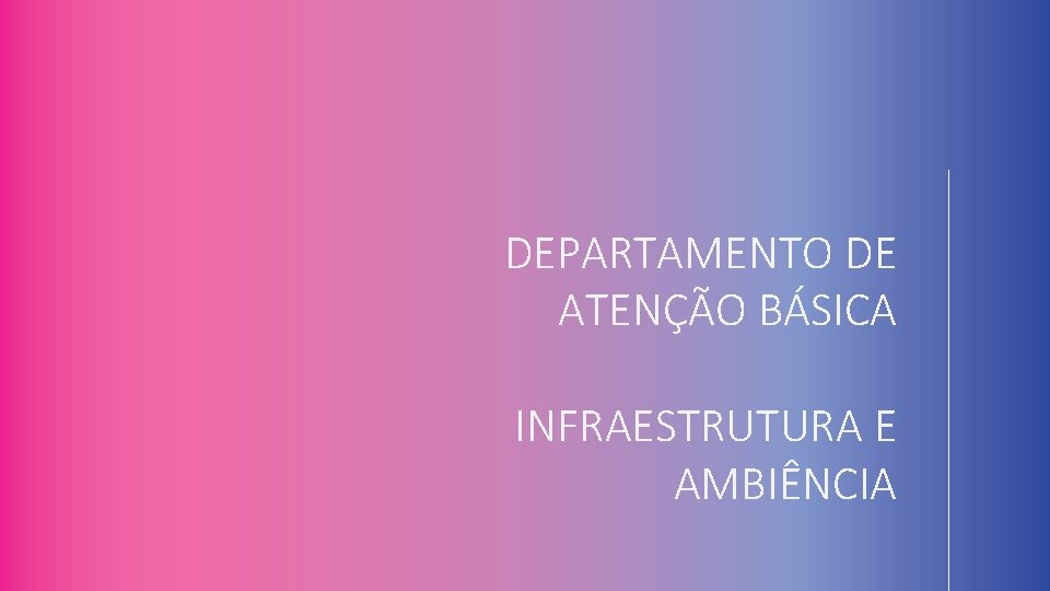 DEPARTAMENTO DE ATENÇÃO BÁSICA INFRAESTRUTURA E AMBIÊNCIA 