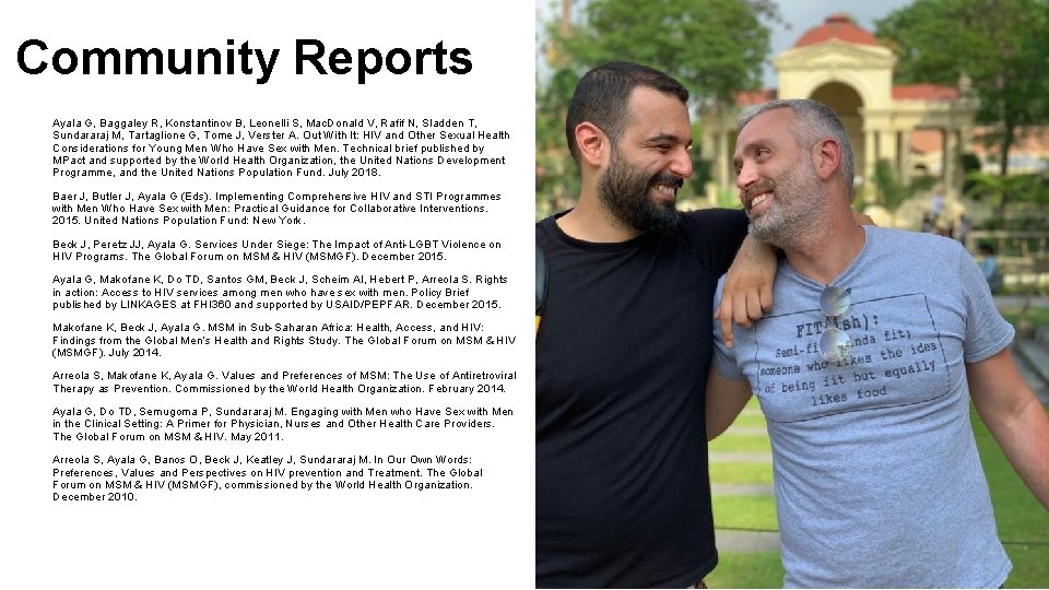 Community Reports Ayala G, Baggaley R, Konstantinov B, Leonelli S, Mac. Donald V, Rafif