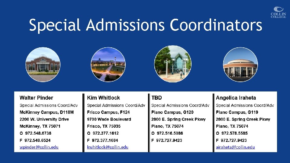 Special Admissions Coordinators 