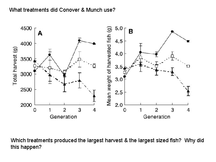 What treatments did Conover & Munch use? Which treatments produced the largest harvest &