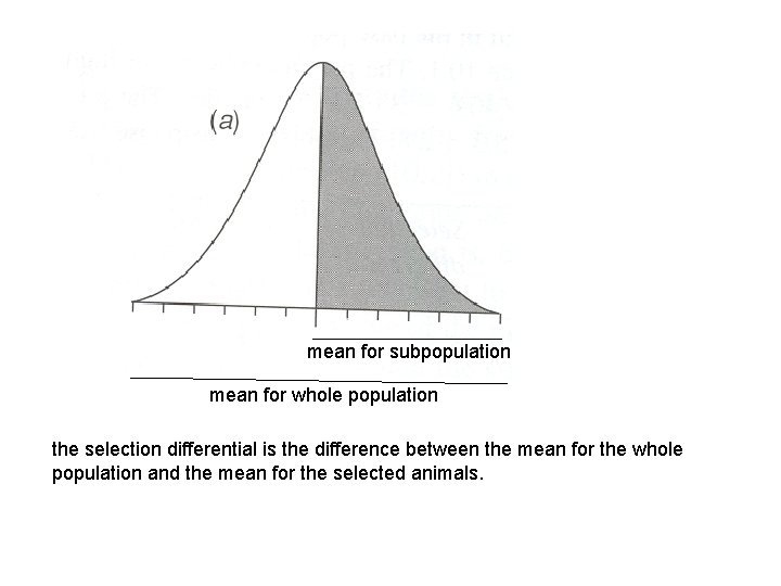 mean for subpopulation mean for whole population the selection differential is the difference between