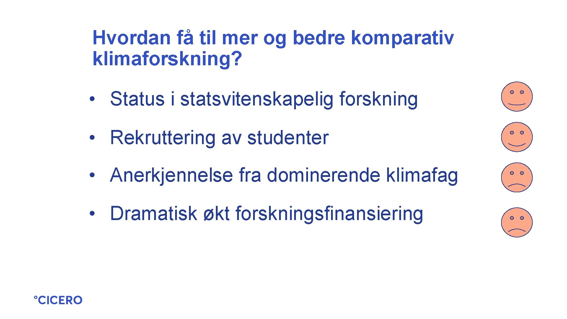 Hvordan få til mer og bedre komparativ klimaforskning? • Status i statsvitenskapelig forskning •