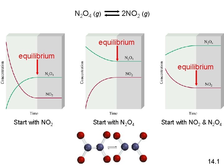 N 2 O 4 (g) 2 NO 2 (g) equilibrium Start with NO 2