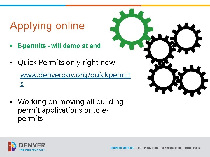 Applying online • E-permits - will demo at end • Quick Permits only right