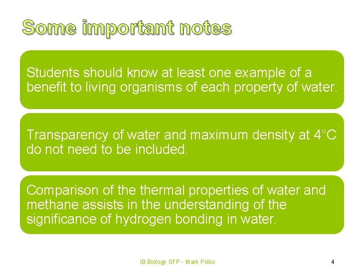Some important notes Students should know at least one example of a benefit to