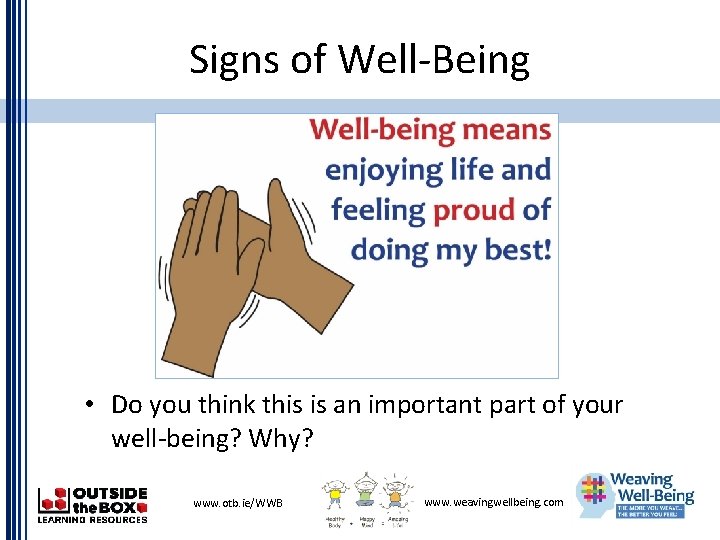 Signs of Well-Being • Do you think this is an important part of your