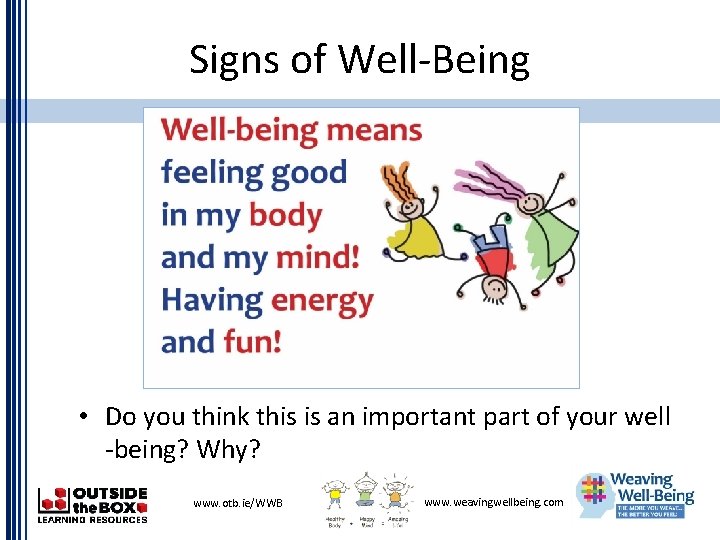 Signs of Well-Being • Do you think this is an important part of your