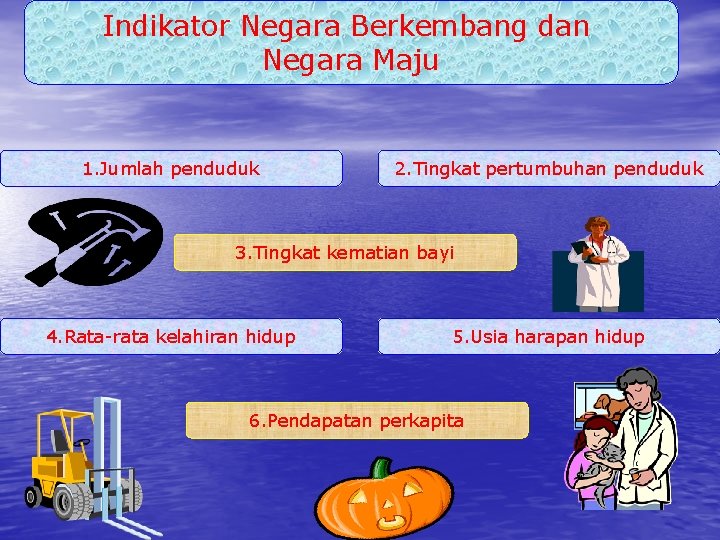 Indikator Negara Berkembang dan Negara Maju 1. Jumlah penduduk 2. Tingkat pertumbuhan penduduk 3.