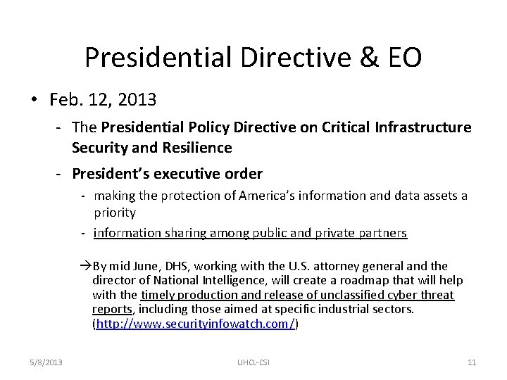 Presidential Directive & EO • Feb. 12, 2013 - The Presidential Policy Directive on