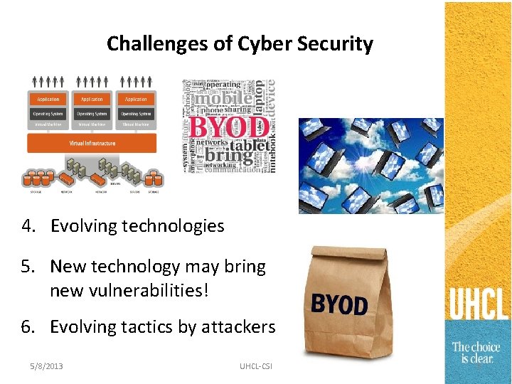Challenges of Cyber Security 4. Evolving technologies 5. New technology may bring new vulnerabilities!