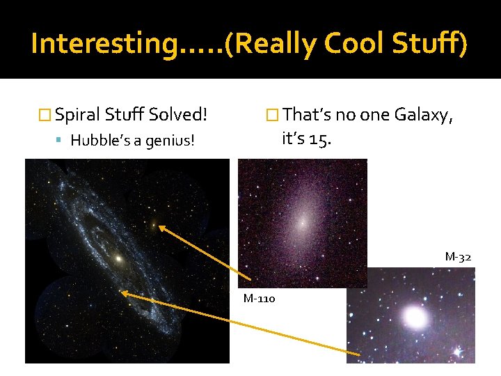 Interesting…. . (Really Cool Stuff) � Spiral Stuff Solved! � That’s no one Galaxy,