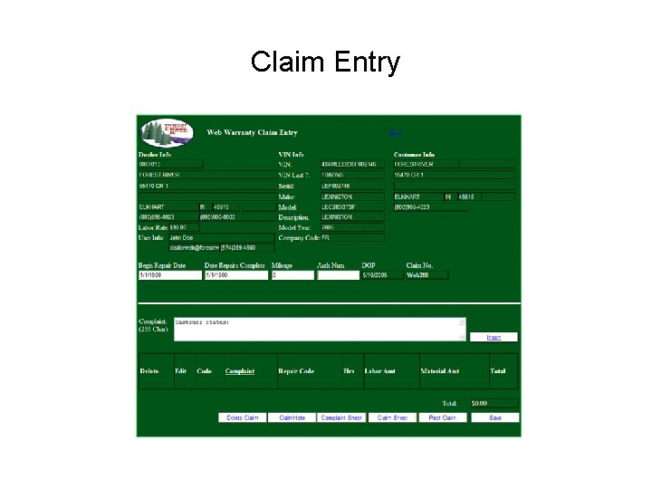Claim Entry 