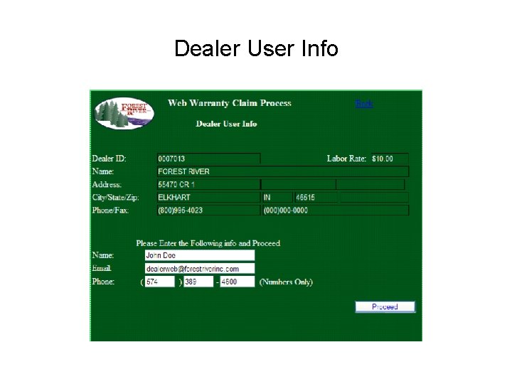 Dealer User Info 