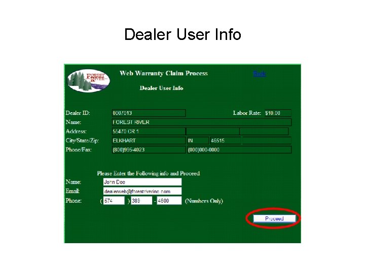 Dealer User Info 