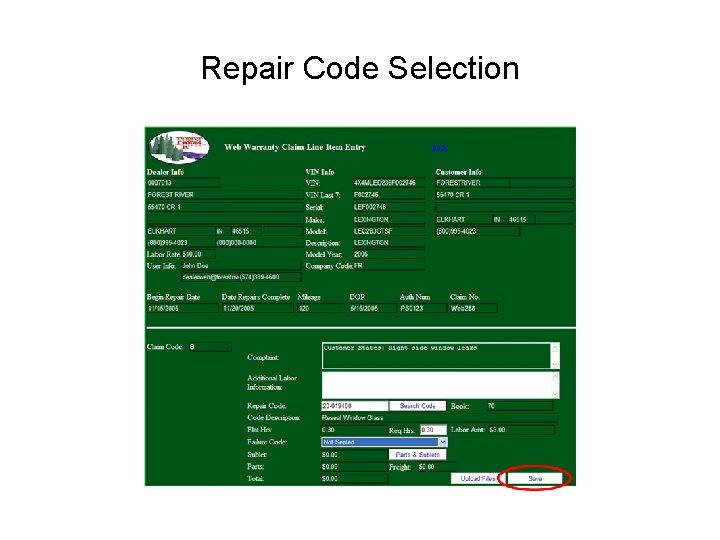 Repair Code Selection 