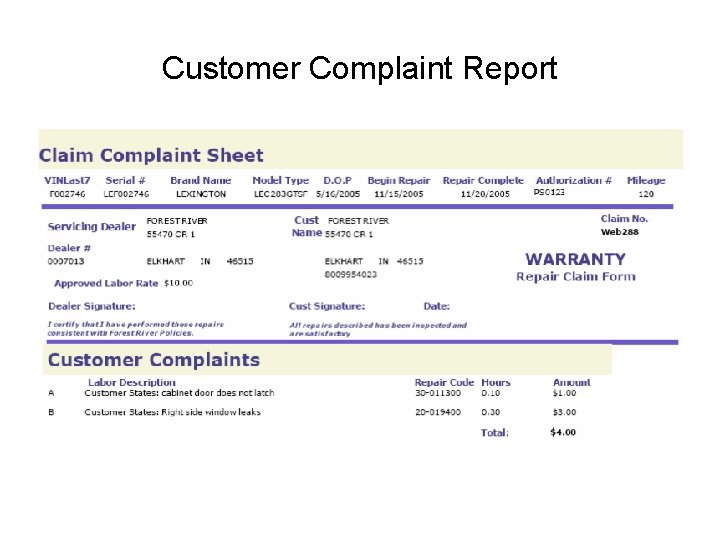 Customer Complaint Report 
