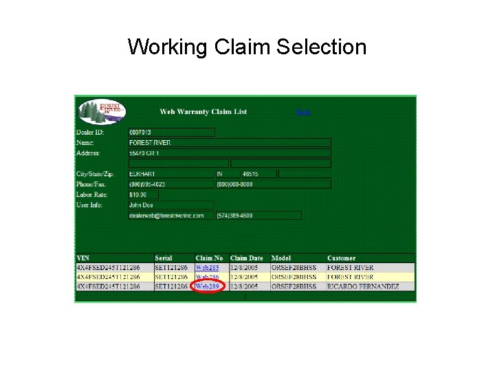 Working Claim Selection 