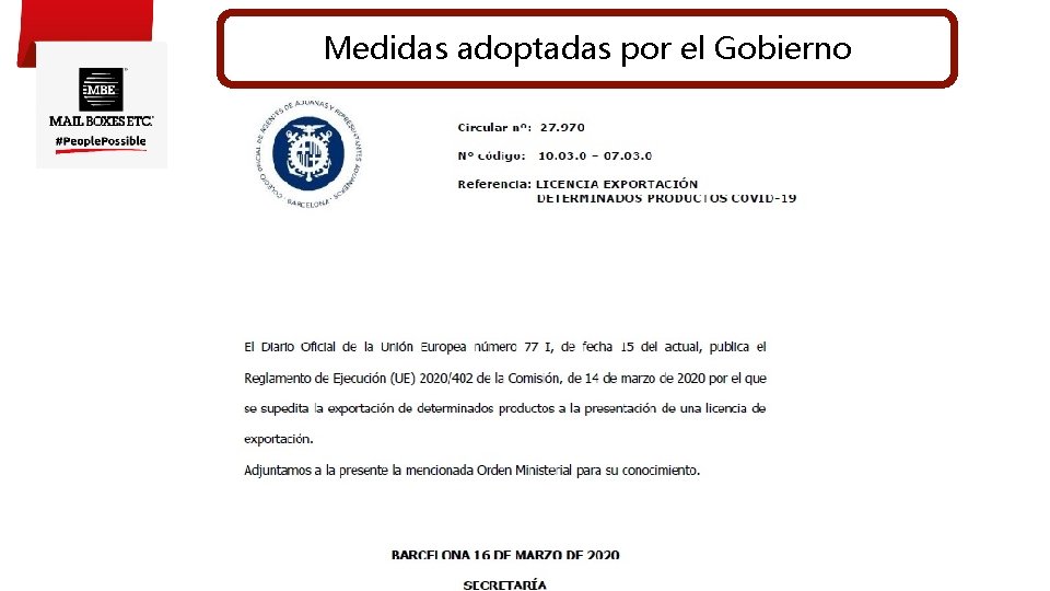 Medidas adoptadas por el Gobierno 