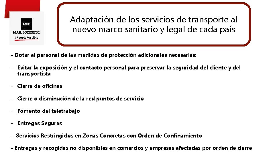 Adaptación de los servicios de transporte al nuevo marco sanitario y legal de cada