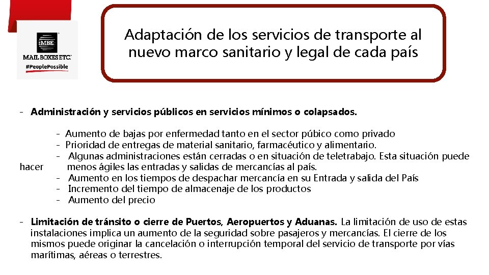 Adaptación de los servicios de transporte al nuevo marco sanitario y legal de cada