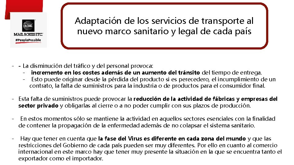 Adaptación de los servicios de transporte al nuevo marco sanitario y legal de cada