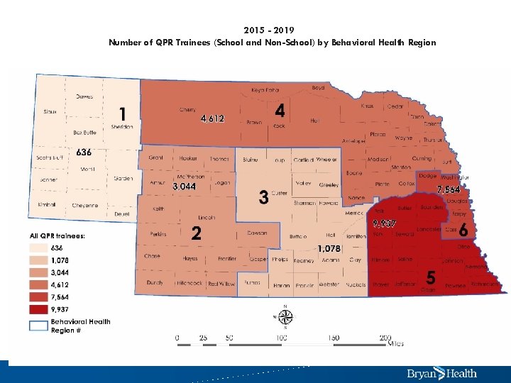 2015 - 2019 Number of QPR Trainees (School and Non-School) by Behavioral Health Region
