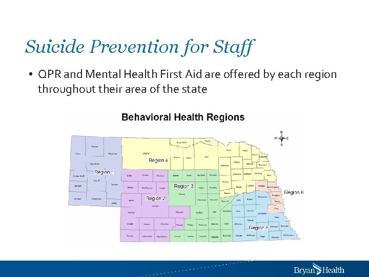 Suicide Prevention for Staff • QPR and Mental Health First Aid are offered by