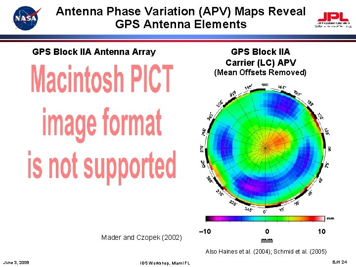 Antenna Phase Variation (APV) Maps Reveal GPS Antenna Elements GPS Block IIA Antenna Array