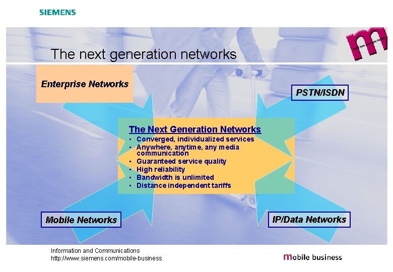 The next generation networks Enterprise Networks PSTN/ISDN The Next Generation Networks • Converged, individualized
