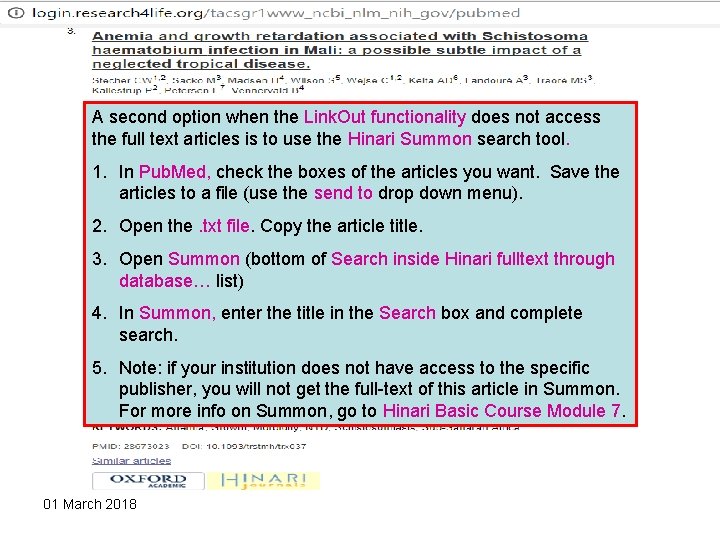 A second option when the Link. Out functionality does not access the full text A second option when the Link. Out functionality does not access the full text