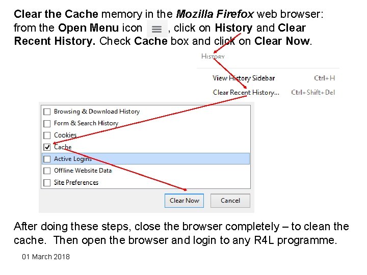 Clear the Cache memory in the Mozilla Firefox web browser: from the Open Menu