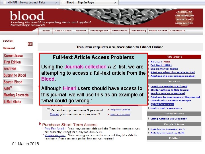 Full-text Article Access Problems Using the Journals collection A-Z list, we are attempting to Full-text Article Access Problems Using the Journals collection A-Z list, we are attempting to