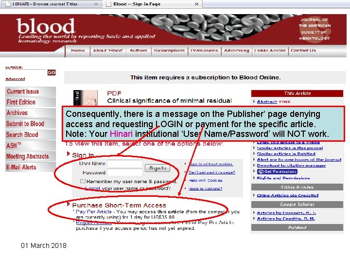 Consequently, there is a message on the Publisher‘ page denying access and requesting LOGIN Consequently, there is a message on the Publisher‘ page denying access and requesting LOGIN
