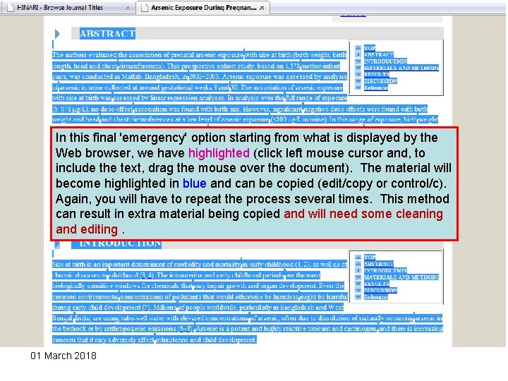 In this final 'emergency' option starting from what is displayed by the Web browser, In this final 'emergency' option starting from what is displayed by the Web browser,