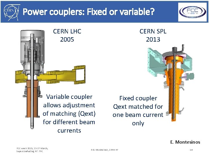 Power couplers: Fixed or variable? CERN LHC 2005 CERN SPL 2013 Variable coupler allows
