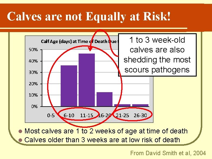 Calves are not Equally at Risk! 1 to 3 week-old calves are also shedding
