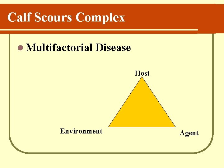 Calf Scours Complex l Multifactorial Disease Host Environment Agent 