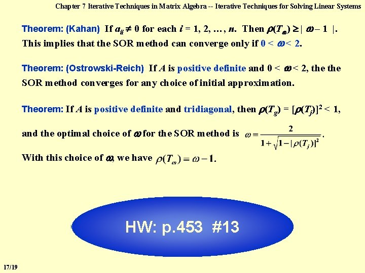 Chapter 7 Iterative Techniques in Matrix Algebra -- Iterative Techniques for Solving Linear Systems