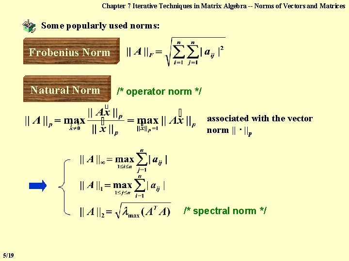 Chapter 7 Iterative Techniques in Matrix Algebra -- Norms of Vectors and Matrices Some