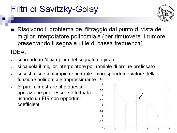 Filtri di Savitzky-Golay Risolvono il problema del filtraggio dal punto di vista del miglior