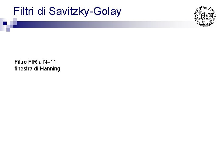 Filtri di Savitzky-Golay Filtro FIR a N=11 finestra di Hanning 