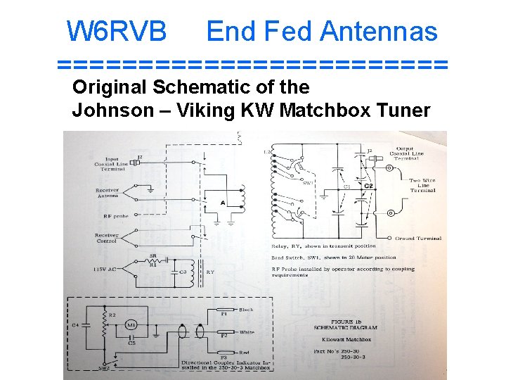 W 6 RVB End Fed Antennas ============ Original Schematic of the Johnson – Viking